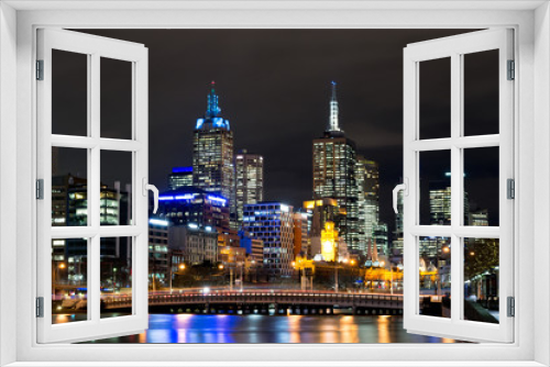 Fototapeta Naklejka Na Ścianę Okno 3D - By the Yarra river in Melbourne at night