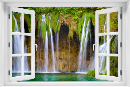 Fototapeta Naklejka Na Ścianę Okno 3D - Beautiful waterfall at  Plitvice National Park