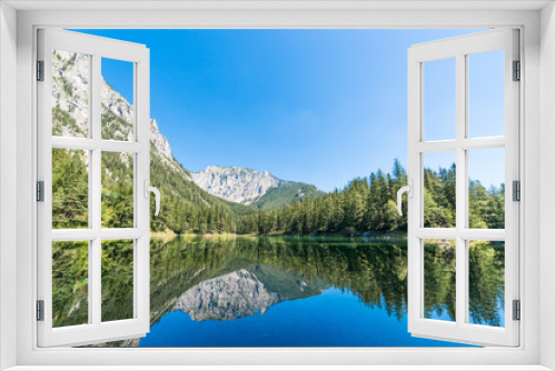 Fototapeta Naklejka Na Ścianę Okno 3D - Panorama Aufnahme Grüner See