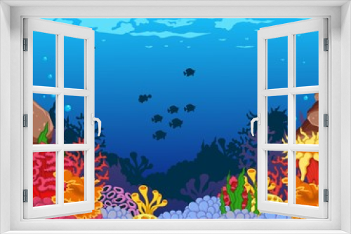 Fototapeta Naklejka Na Ścianę Okno 3D - beauty corals with underwater view background