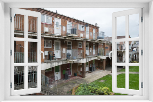 Fototapeta Naklejka Na Ścianę Okno 3D - British Flats residental housing in Carmarthen, Wales