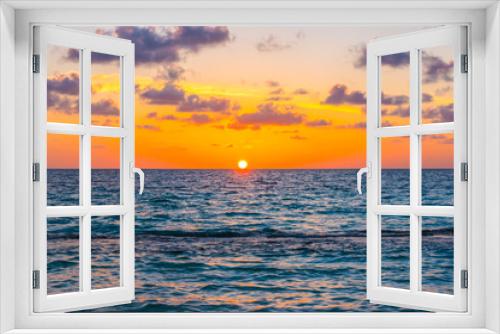 Fototapeta Naklejka Na Ścianę Okno 3D - Beautiful sunset with sky over calm sea  in tropical Maldives is