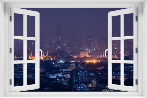 Fototapeta Naklejka Na Ścianę Okno 3D - The beautiful scenery of Bangkok the capital cities of Thailand in the night time.