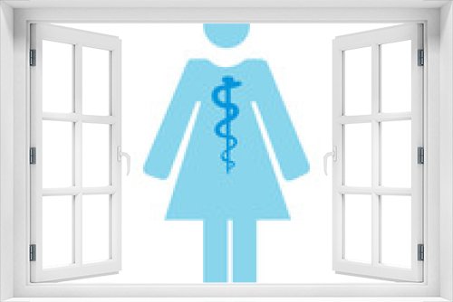 Fototapeta Naklejka Na Ścianę Okno 3D - Vector image of a female silhouette with a medical symbol