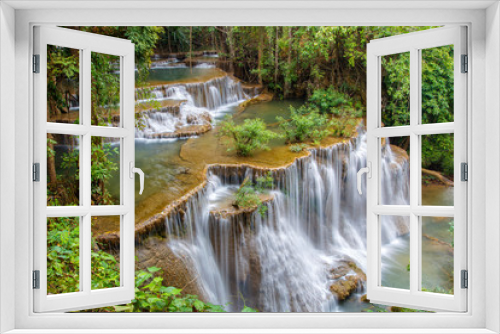 Fototapeta Naklejka Na Ścianę Okno 3D - Huai Mae Khamin waterfall in deep forest, Thailand