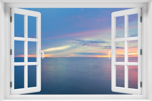 Fototapeta Naklejka Na Ścianę Okno 3D - Sunrise morning time before. Colorful sky and  sea water reflect