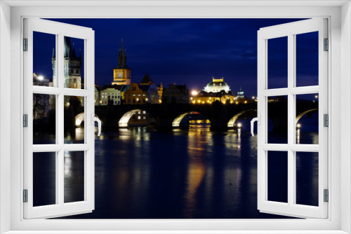 Fototapeta Naklejka Na Ścianę Okno 3D - Charles bridge night,Prague,Czech Republic,Europe