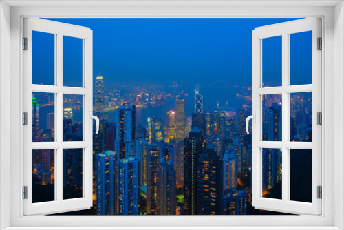 Fototapeta Naklejka Na Ścianę Okno 3D - Hong Kong Island and Kowloon view from Peak