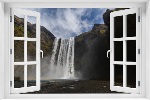 Fototapeta Naklejka Na Ścianę Okno 3D - Seljalandfoss waterfall at sunset, Iceland with landscape