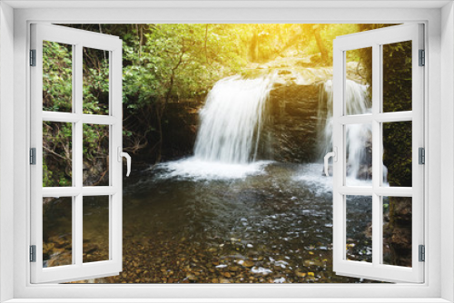 Fototapeta Naklejka Na Ścianę Okno 3D - waterfall and creek in forest