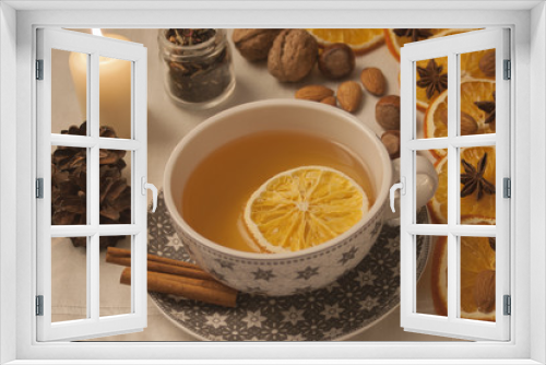 Fototapeta Naklejka Na Ścianę Okno 3D - Tea with orange and spices