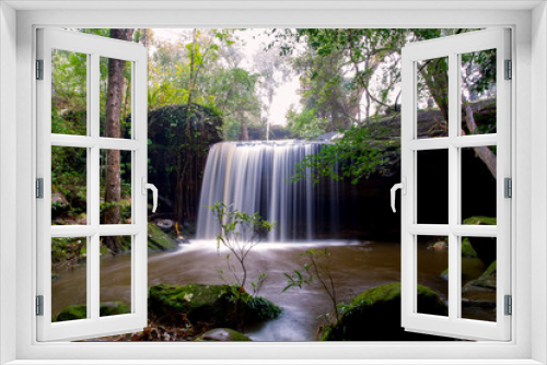 Fototapeta Naklejka Na Ścianę Okno 3D - waterfall in deep forest in thailand
