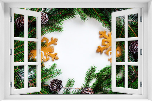 Fototapeta Naklejka Na Ścianę Okno 3D - Pine branches isolated on white background