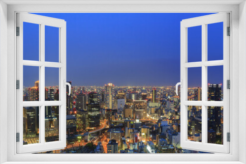 Fototapeta Naklejka Na Ścianę Okno 3D - The beautiful Osaka night downtown cityscape