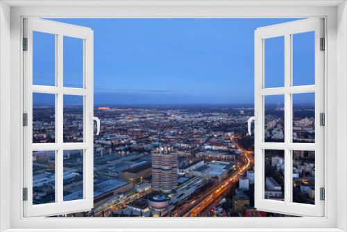 Fototapeta Naklejka Na Ścianę Okno 3D - München, Panorama vom Olympiaturm auf den mittleren Ring