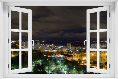 Fototapeta Naklejka Na Ścianę Okno 3D - Panoramic night HDR photo of the city Sao Jose dos Campos - Sao Paulo, Brazil - with cloudy sky