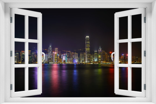 Fototapeta Naklejka Na Ścianę Okno 3D - Hong Kong Skyline at night