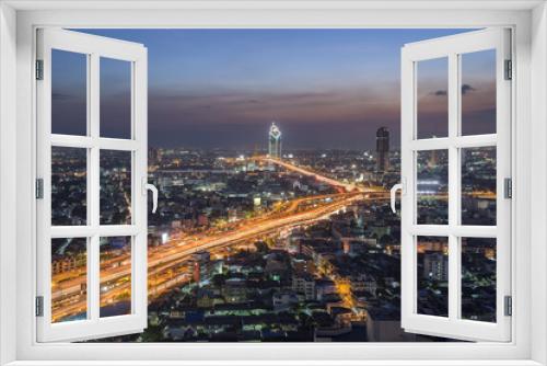 Fototapeta Naklejka Na Ścianę Okno 3D - Bangkok Aerial View, Chalerm Maha Nakhon Expressway