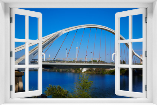 Fototapeta Naklejka Na Ścianę Okno 3D - Seville Puente de la Barqueta bridge Sevilla