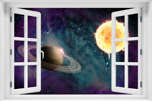 Fototapeta Naklejka Na Ścianę Okno 3D - Sun Starscape 3D Illustration