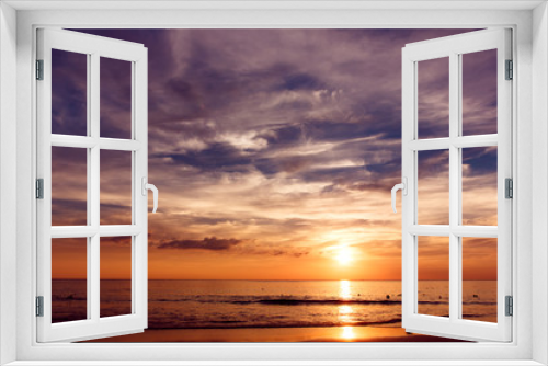 Fototapeta Naklejka Na Ścianę Okno 3D - Tropical sunset at sea coastline