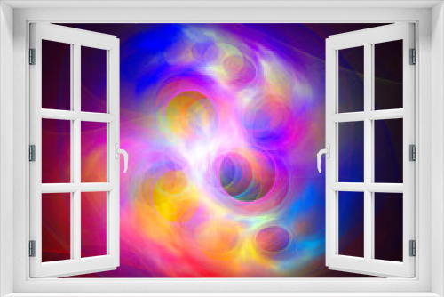 Fototapeta Naklejka Na Ścianę Okno 3D - Haunted World of illusions. 3D surreal illustration. Sacred geometry. Mysterious psychedelic relaxation pattern. Fractal abstract texture. Digital artwork graphic astrology magic