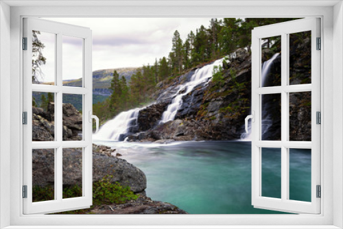 Fototapeta Naklejka Na Ścianę Okno 3D - Wasserfall in Norwegen