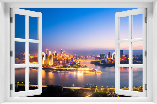 Fototapeta Naklejka Na Ścianę Okno 3D - cityscape and skyline of chongqing new city at sunrise