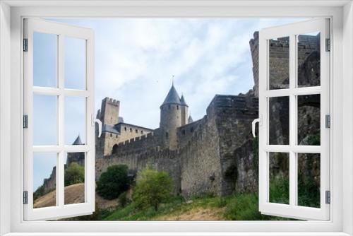 Fototapeta Naklejka Na Ścianę Okno 3D - Dramatic view of the medieval city of Carcassonne