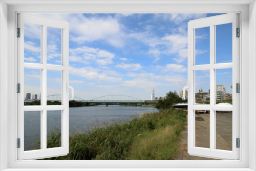 Fototapeta Naklejka Na Ścianę Okno 3D - 多摩川からの風景