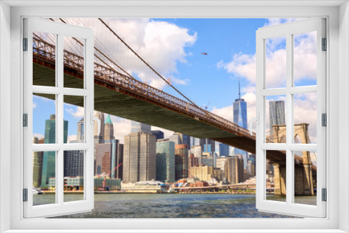 Fototapeta Naklejka Na Ścianę Okno 3D - New York City Brooklyn Bridge with Manhattan skyline over East River