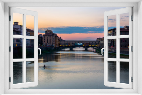 Fototapeta Naklejka Na Ścianę Okno 3D - Sunset over Ponte Vecchio 