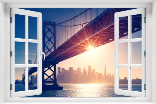 Fototapeta Naklejka Na Ścianę Okno 3D - San Francisco skyline retro view. America spirit - California theme. USA background.