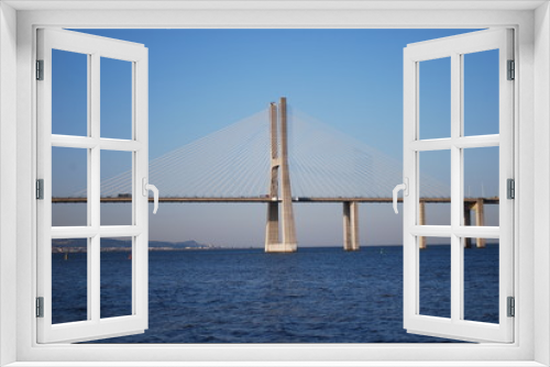 Fototapeta Naklejka Na Ścianę Okno 3D - 'Vasco da Gama' Bridge over River 'Tejo' in Lisbon