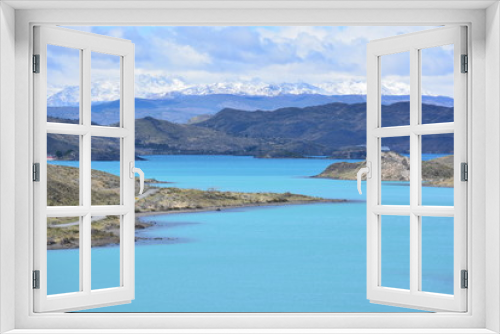 Fototapeta Naklejka Na Ścianę Okno 3D - Landscape of mountain and lake in Patagonia Chile