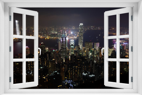 Fototapeta Naklejka Na Ścianę Okno 3D - Hong Kong skyline at night 