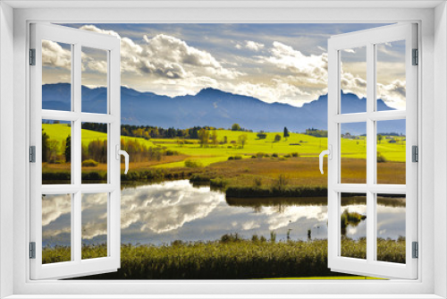 Fototapeta Naklejka Na Ścianę Okno 3D - Spiegelung der Alpen im See im Allgäu
