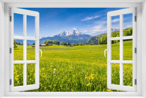 Fototapeta Naklejka Na Ścianę Okno 3D - Idyllic landscape in the Alps with blooming meadows in summer