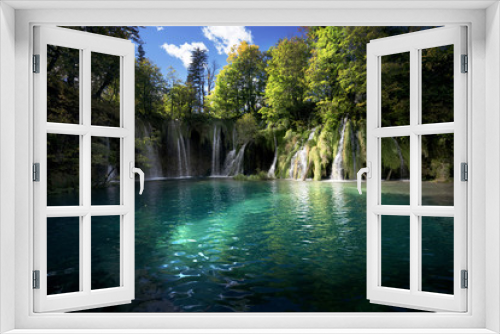 Fototapeta Naklejka Na Ścianę Okno 3D - Waterfall inforest,  Plitvice, Croatia