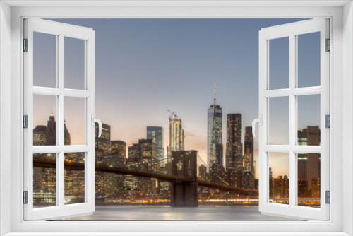 Fototapeta Naklejka Na Ścianę Okno 3D - New York skyline with Brooklyn Bridge