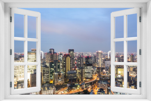 Fototapeta Naklejka Na Ścianę Okno 3D - Osaka skyline at dusk in Japan