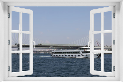 Fototapeta Naklejka Na Ścianę Okno 3D - Golden Horn Metro Bridge in Istanbul