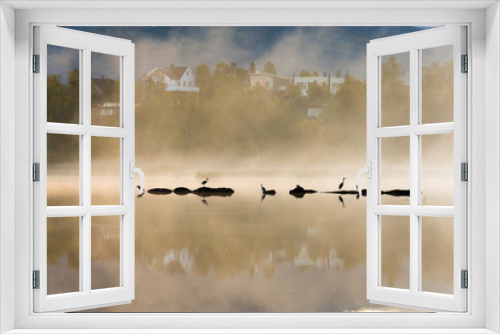 Fototapeta Naklejka Na Ścianę Okno 3D - Morning fog on the lake.Tromso.Norway