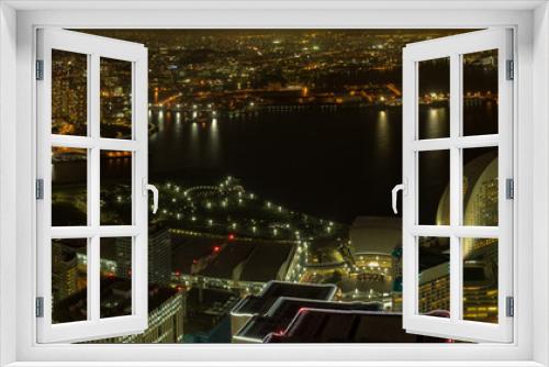 Fototapeta Naklejka Na Ścianę Okno 3D - Night view of Yokohama panorama