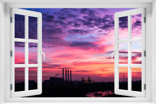evening  sky  in industrial area