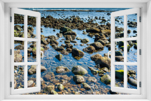 Fototapeta Naklejka Na Ścianę Okno 3D - stones on Canary Island shore, Lanzarote