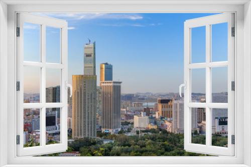 Fototapeta Naklejka Na Ścianę Okno 3D - Dalian evening city building