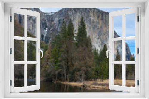 Fototapeta Naklejka Na Ścianę Okno 3D - Mountain View, El Capitan, Yosemite Falls, Yosemite National Park, California, USA, America 
