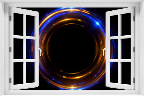 Fototapeta Naklejka Na Ścianę Okno 3D - Abstract neon background. luminous swirling bunner. Glowing spiral. 
Shine round frame with light circles light effect. Glowing cover. 
Space for your message. Glossy. LED ellipse