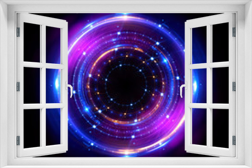 Abstract neon background. luminous swirling bunner. Glowing spiral. 
Shine round frame with light circles light effect. Glowing cover. 
Space for your message. Glossy. LED ellipse